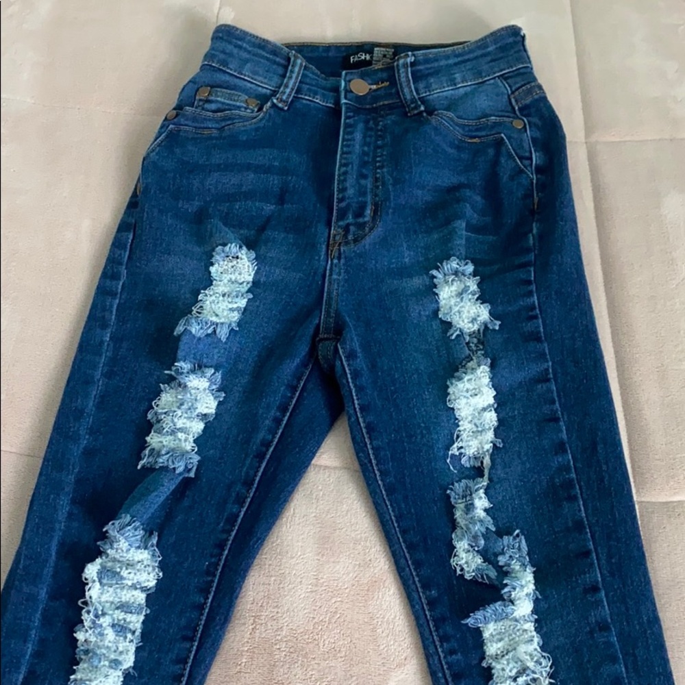 Dark Blue Distressed Jeans